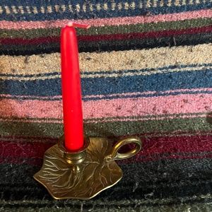 Small, Vintage, Brass Leaf Candle Holder